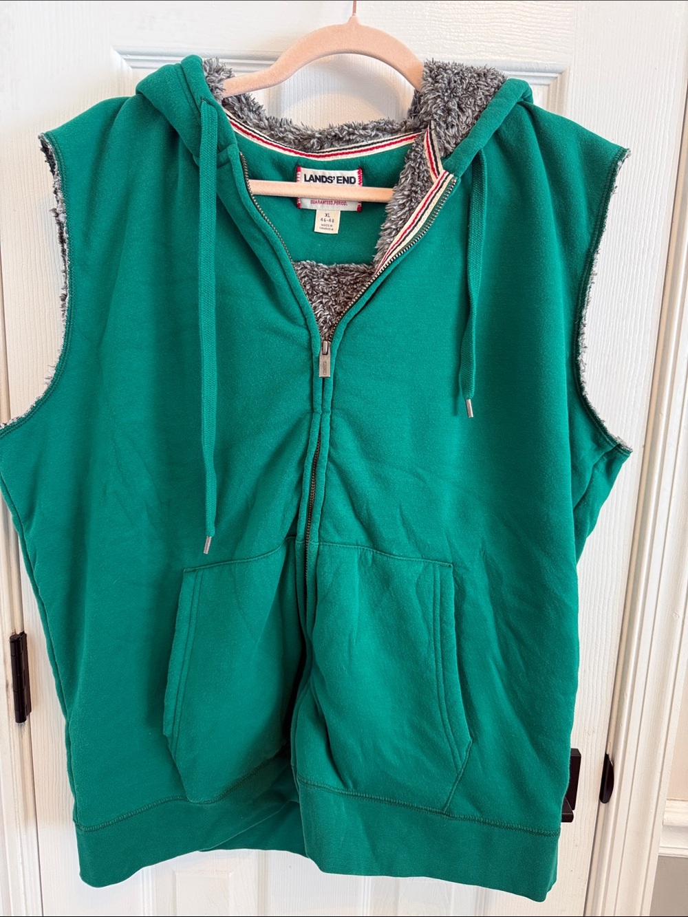 Lands End Sherpa Lined Sweatshirt Vest Sz XL